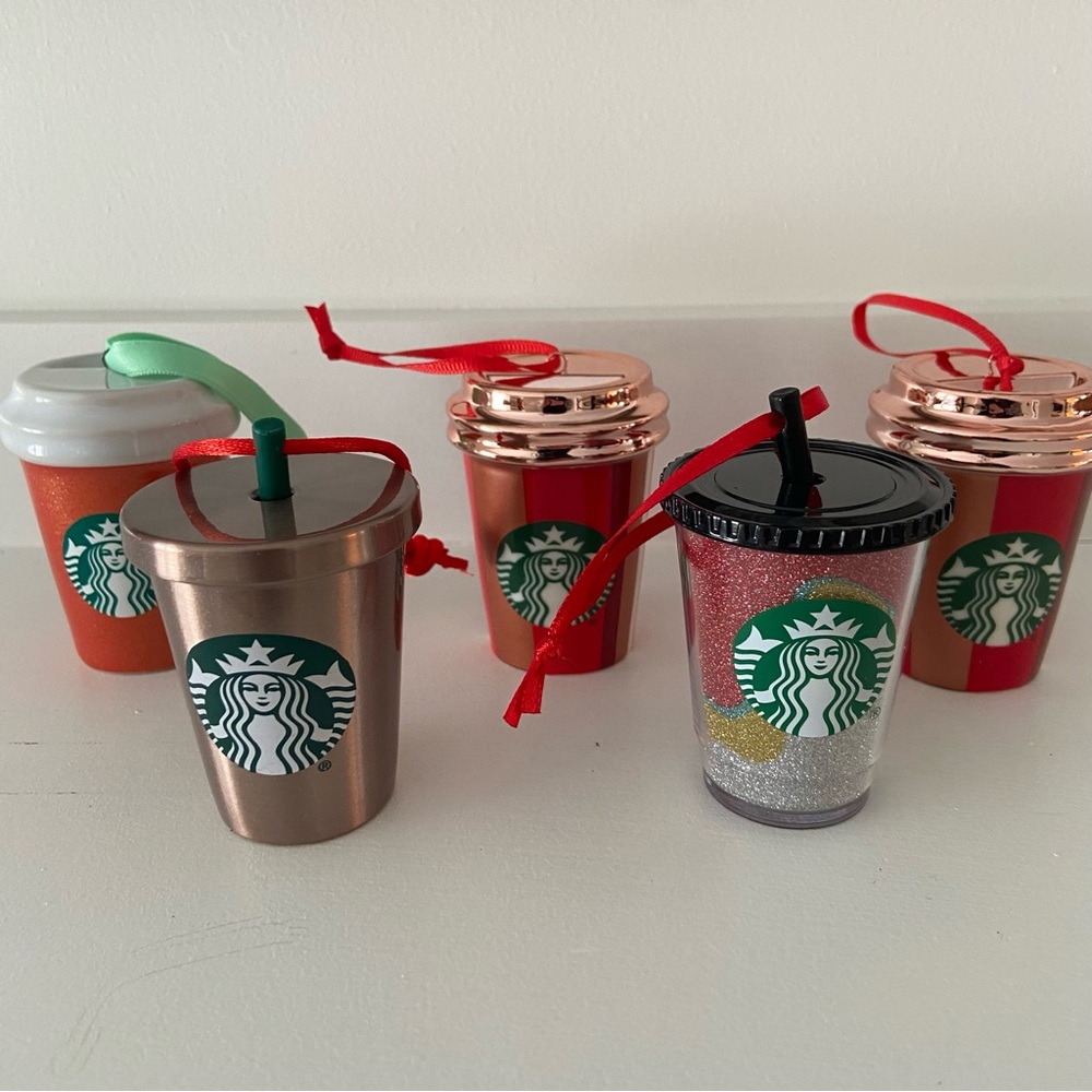 Starbucks Festive Mini Cup Ornament Collection - Set of 5